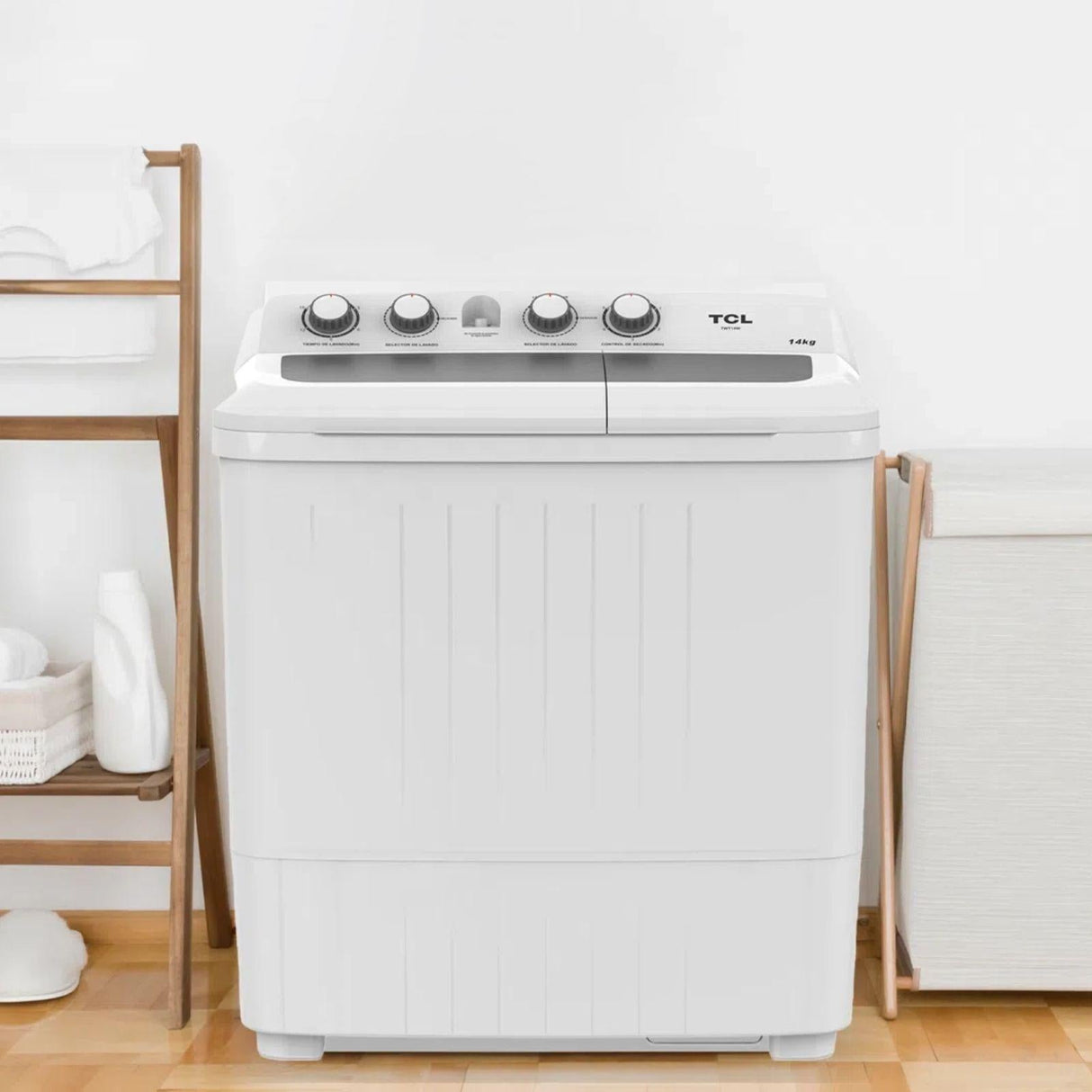 Lavadora Semiautomática TCL 14 Kilos Doble Tina Carga Superior Blanca TWT14W