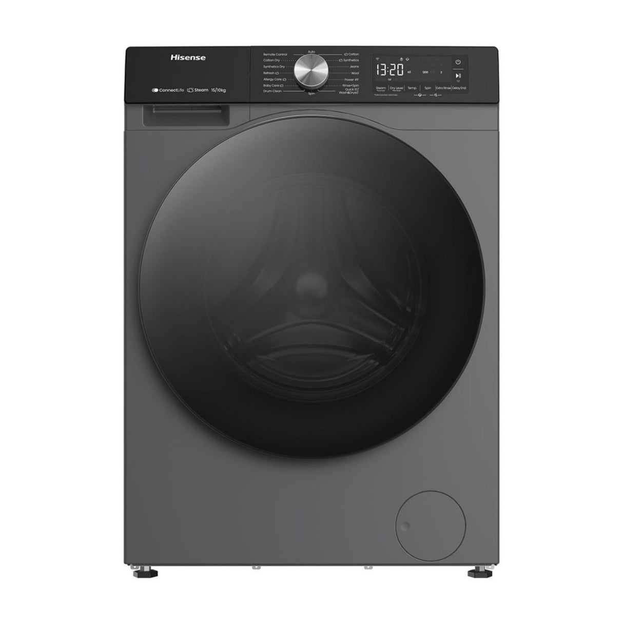 Lavasecadora Inverter Hisense 15 Kilos Carga Frontal Gris WD3S1543BT