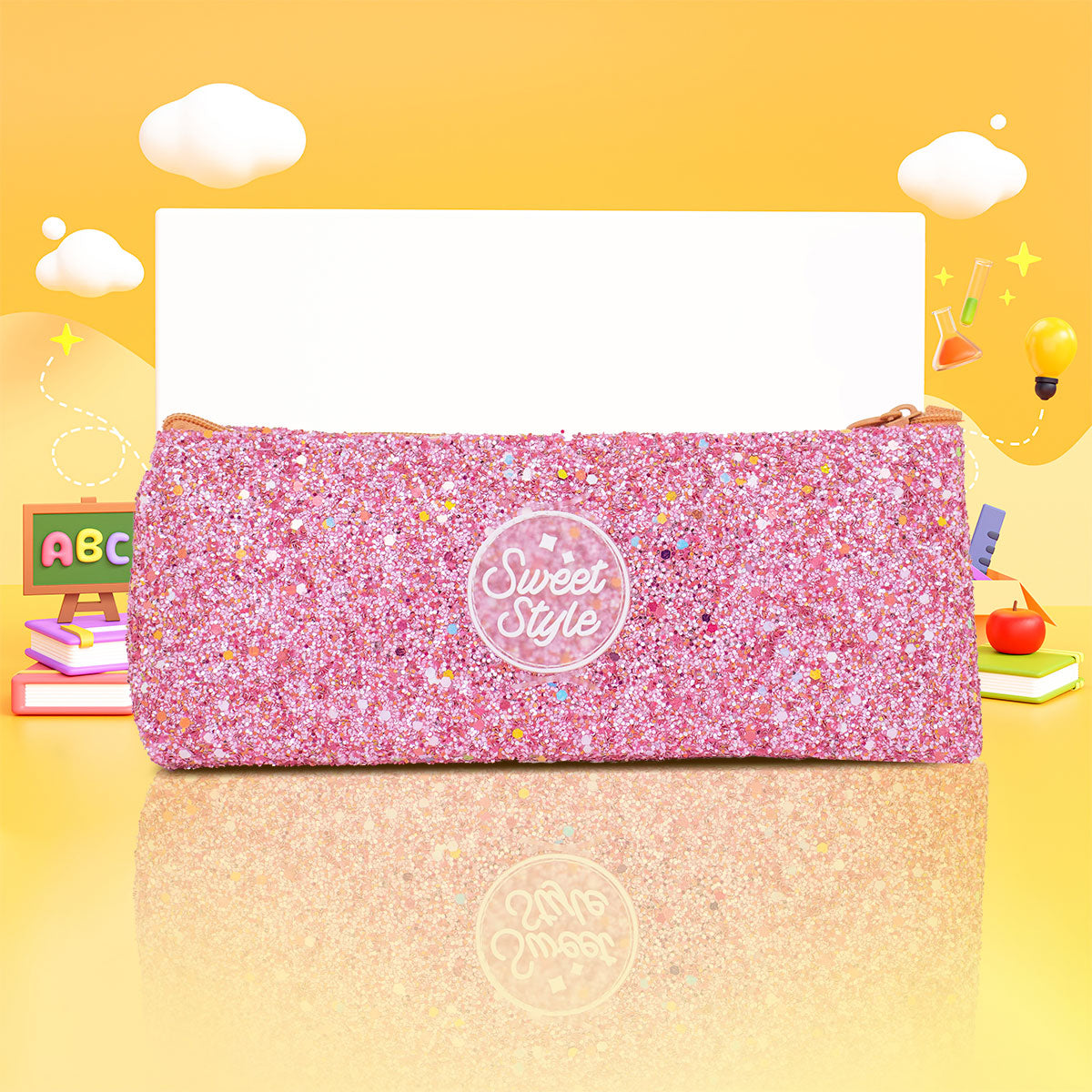 Lapicera/Estuche de Glitter color Rosa