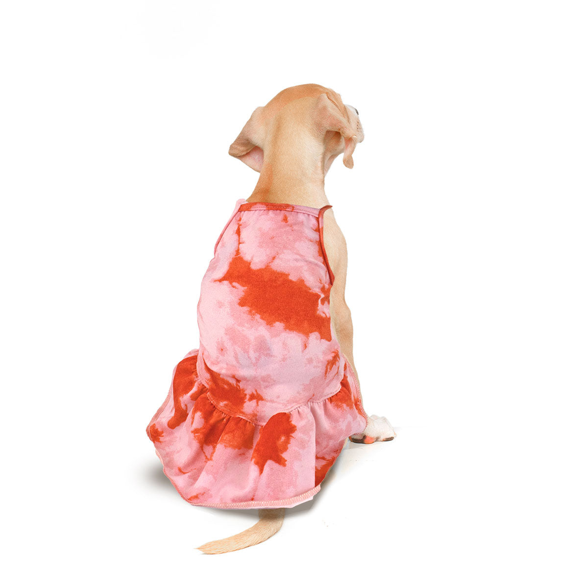 Vestido para Perro en Patrón Rosa con Rojo