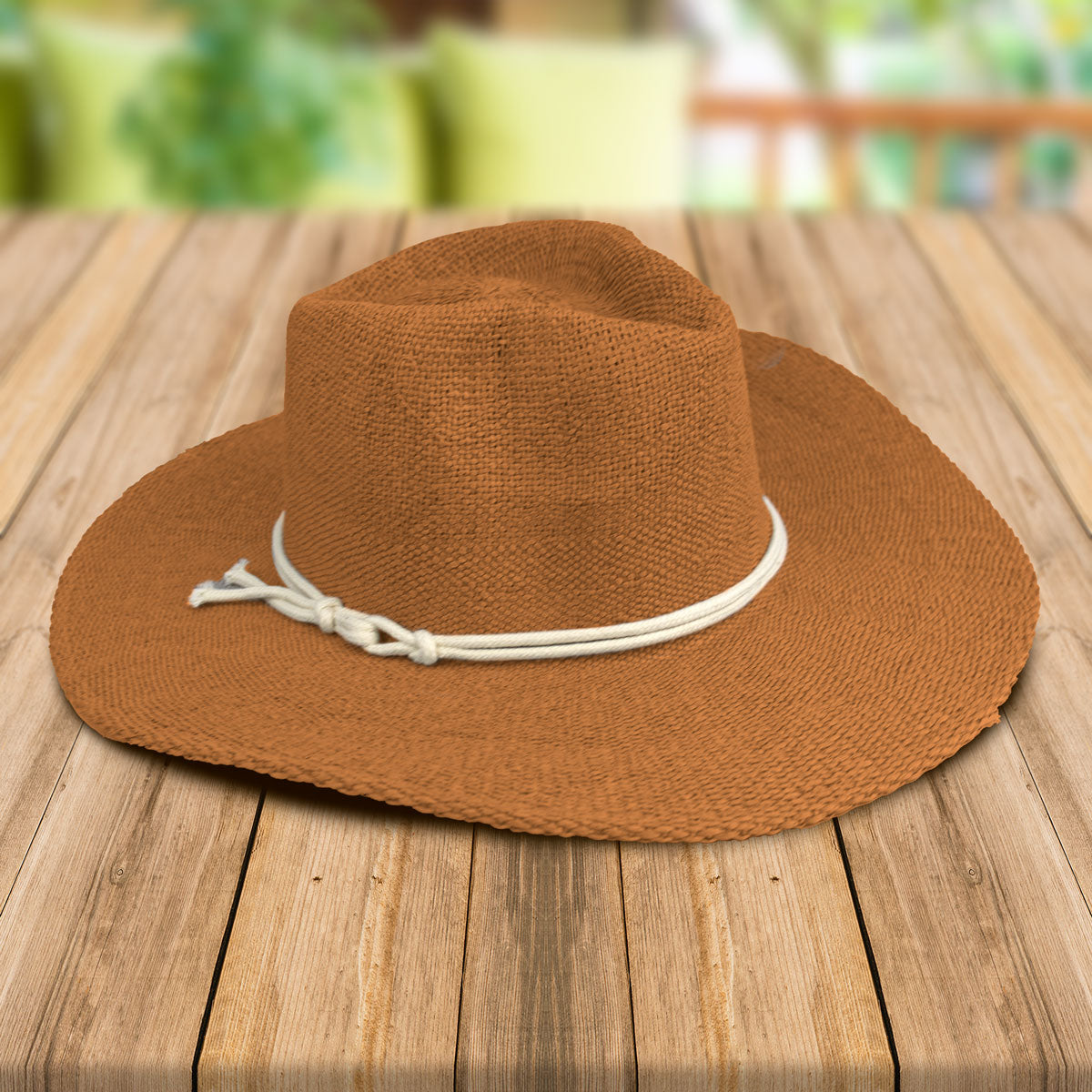 Sombrero de Paja color Naranja con Cinta Beige