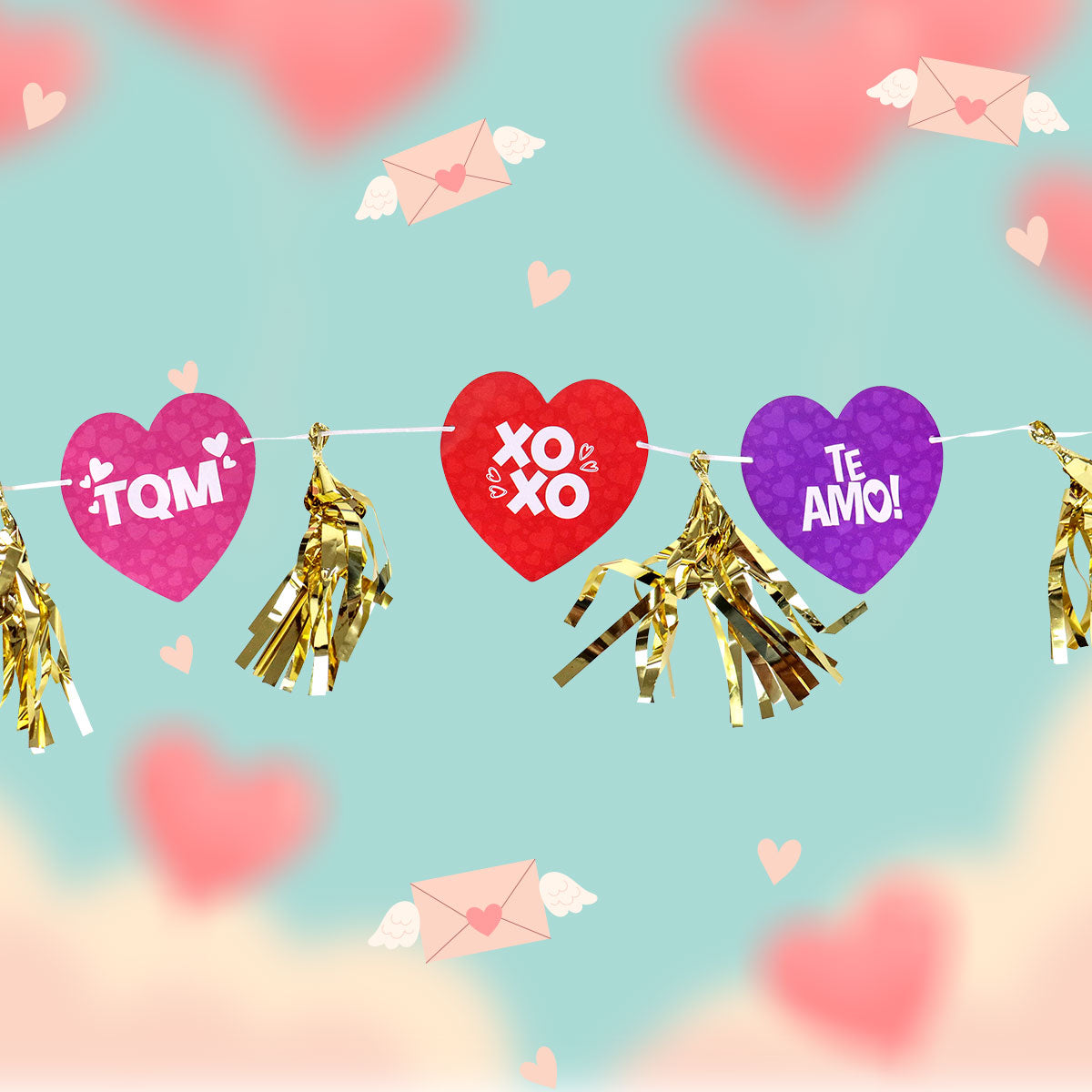 Banner Decorativo Colgante de Corazones Inkanto