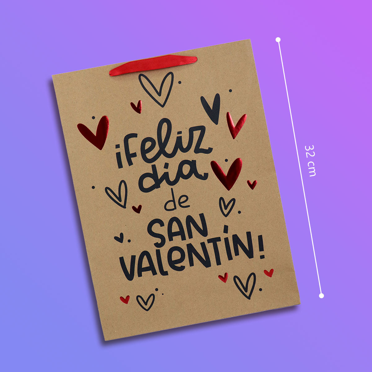 Bolsa de Regalo de Papel Kraft Feliz San Valentín