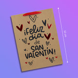 Bolsa de Regalo de Papel Kraft Feliz San Valentín