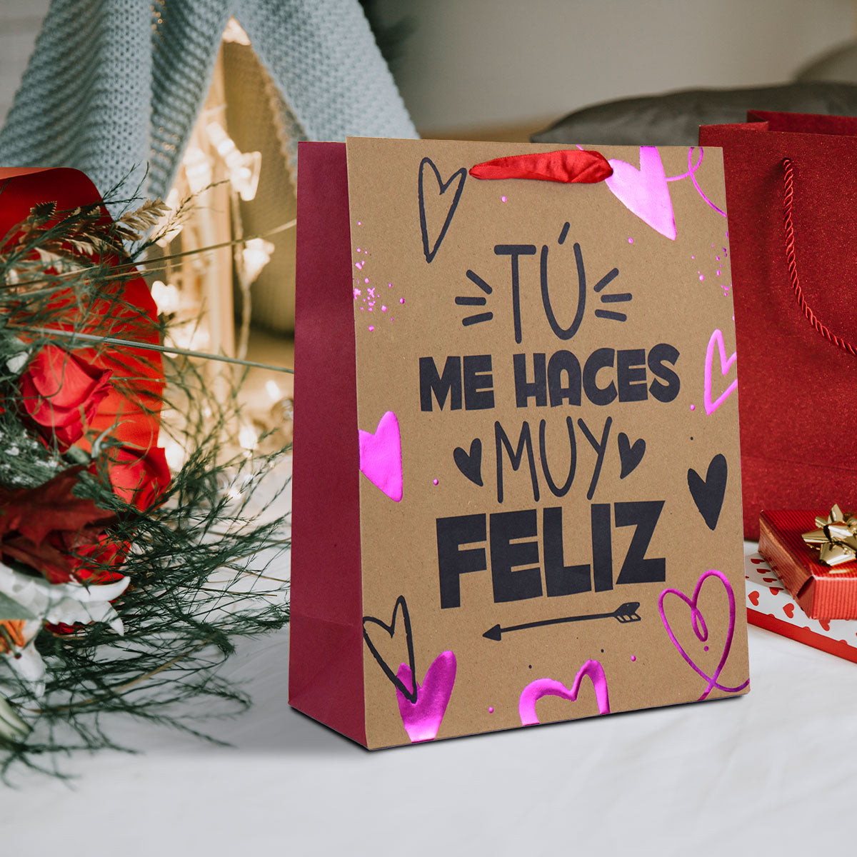 Bolsa de Regalo de Papel Kraft Decorada