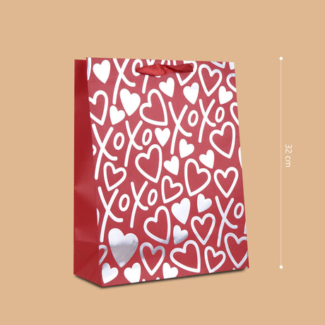 Bolsa de Regalo Decorada para San Valentín, Color Rojo.