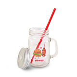 Tarro de Vidrio Mason Jar Food Love con Tapa y Popote