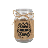 Tarro de Vidrio Mason Jar Love Decorado con Yute