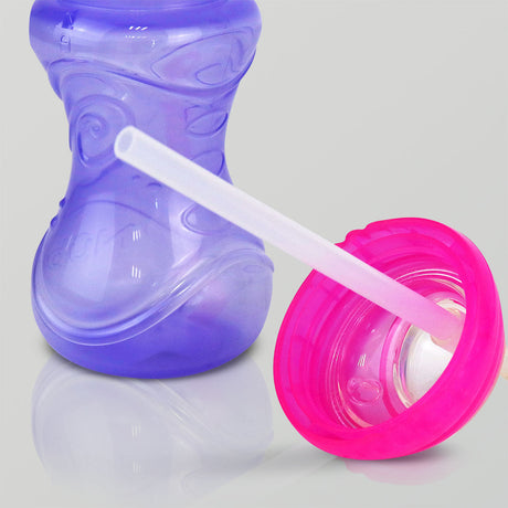 Vaso Nuby con Tapa y Popote para Niños, Color Morado.