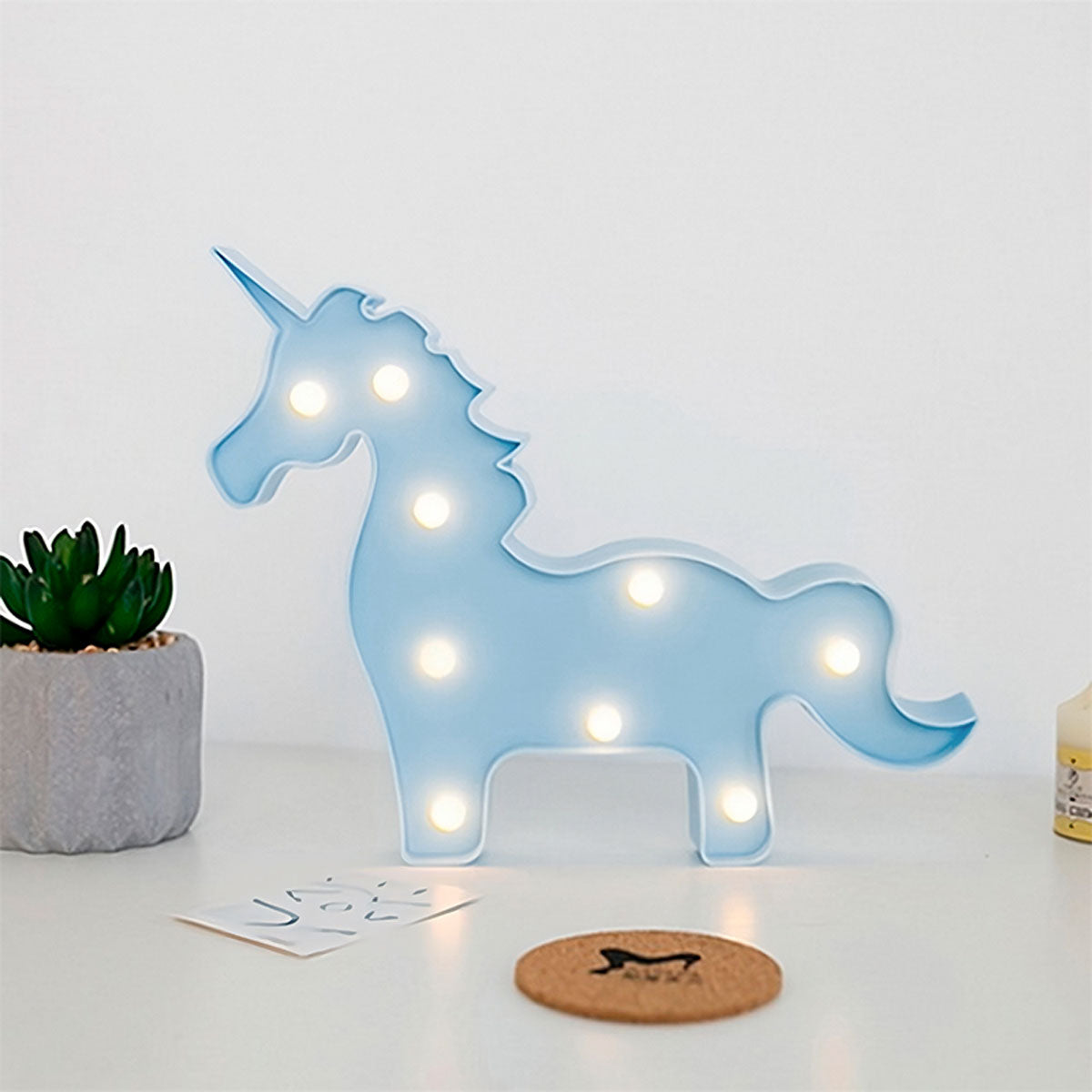 Lámpara de Unicornio Azul Cielo Led 22.5x24x3cm