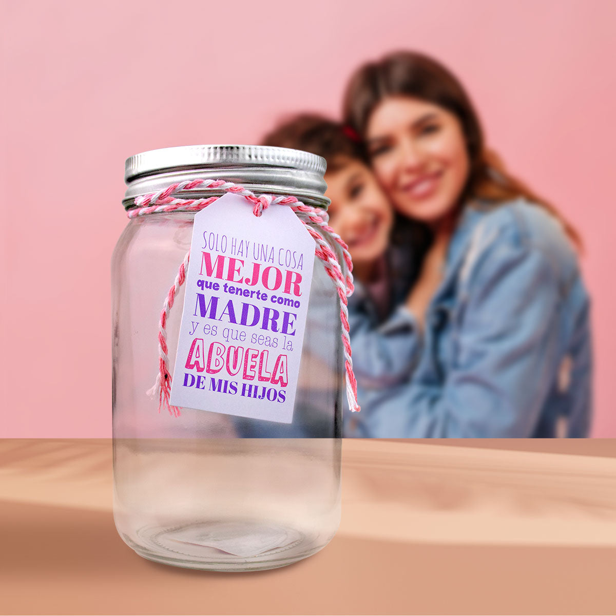 Mason Jar de Vidrio Decorado La Mejor Mamá, Día de las Madres