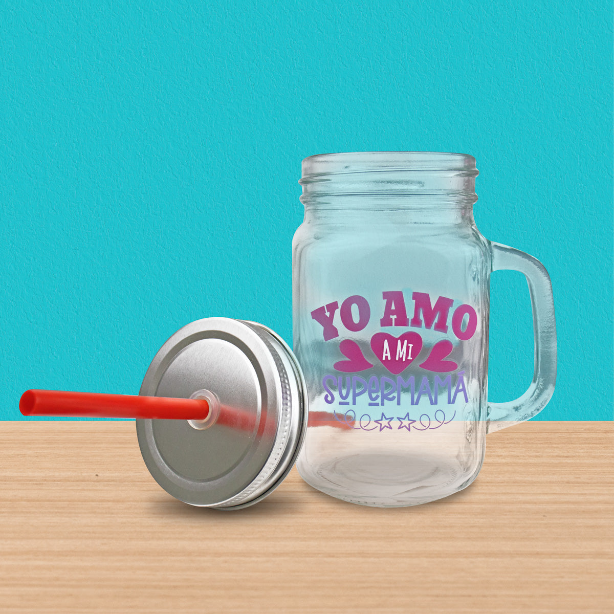 Mason Jar Súper Mamá 450ml, Día de las Madres