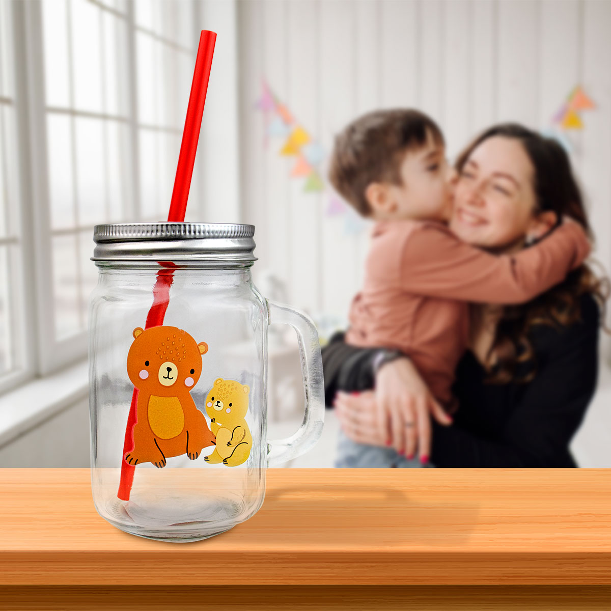 Mason Jar Oso 450ml, Día de las Madres