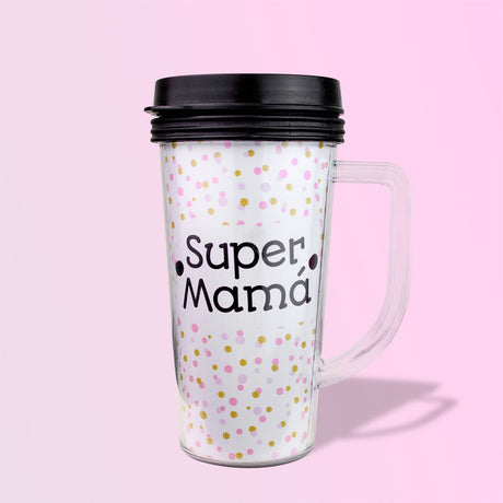 Termo de plástico "Súper Mamá" 450 ml. Día de Las Madres