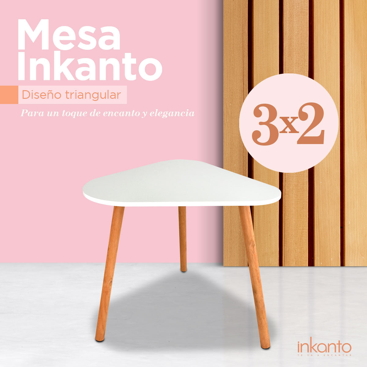 Mesa Inkanto Triangular Blanca ¡3x2!