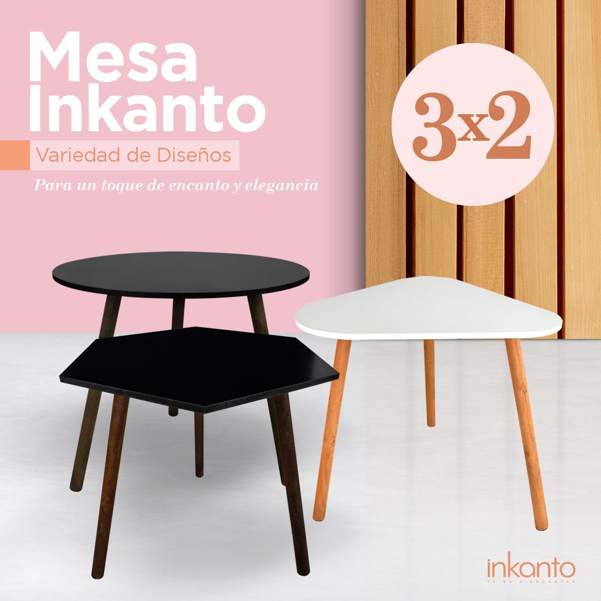 Set de Mesas Inkanto (1 color blanco, 2 color negro)