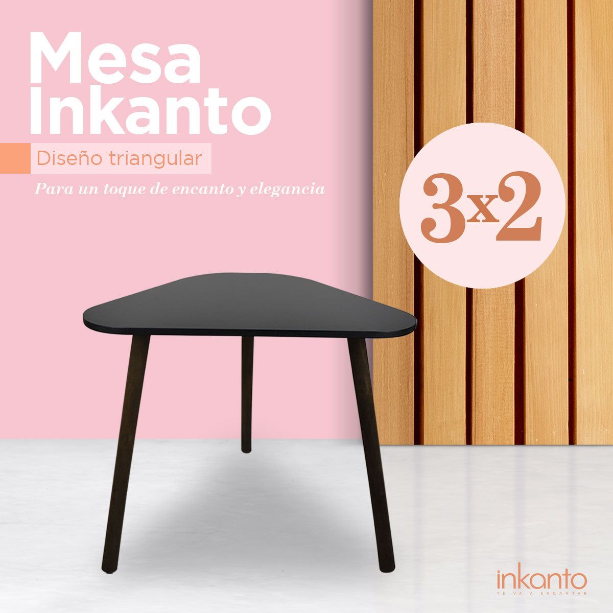 Mesa Inkanto Triangular Negra ¡3x2!