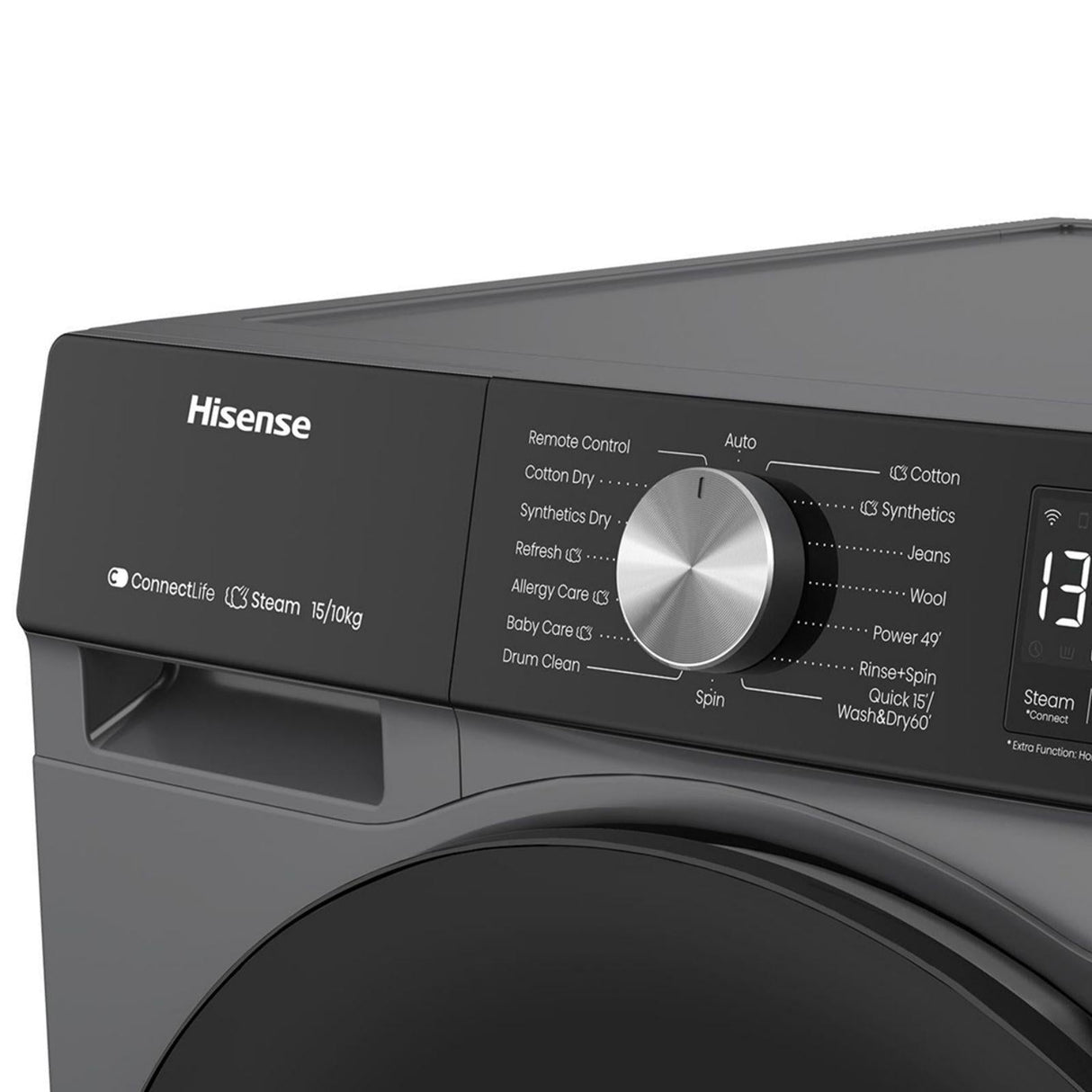 Lavasecadora Inverter Hisense 15 Kilos Carga Frontal Gris WD3S1543BT
