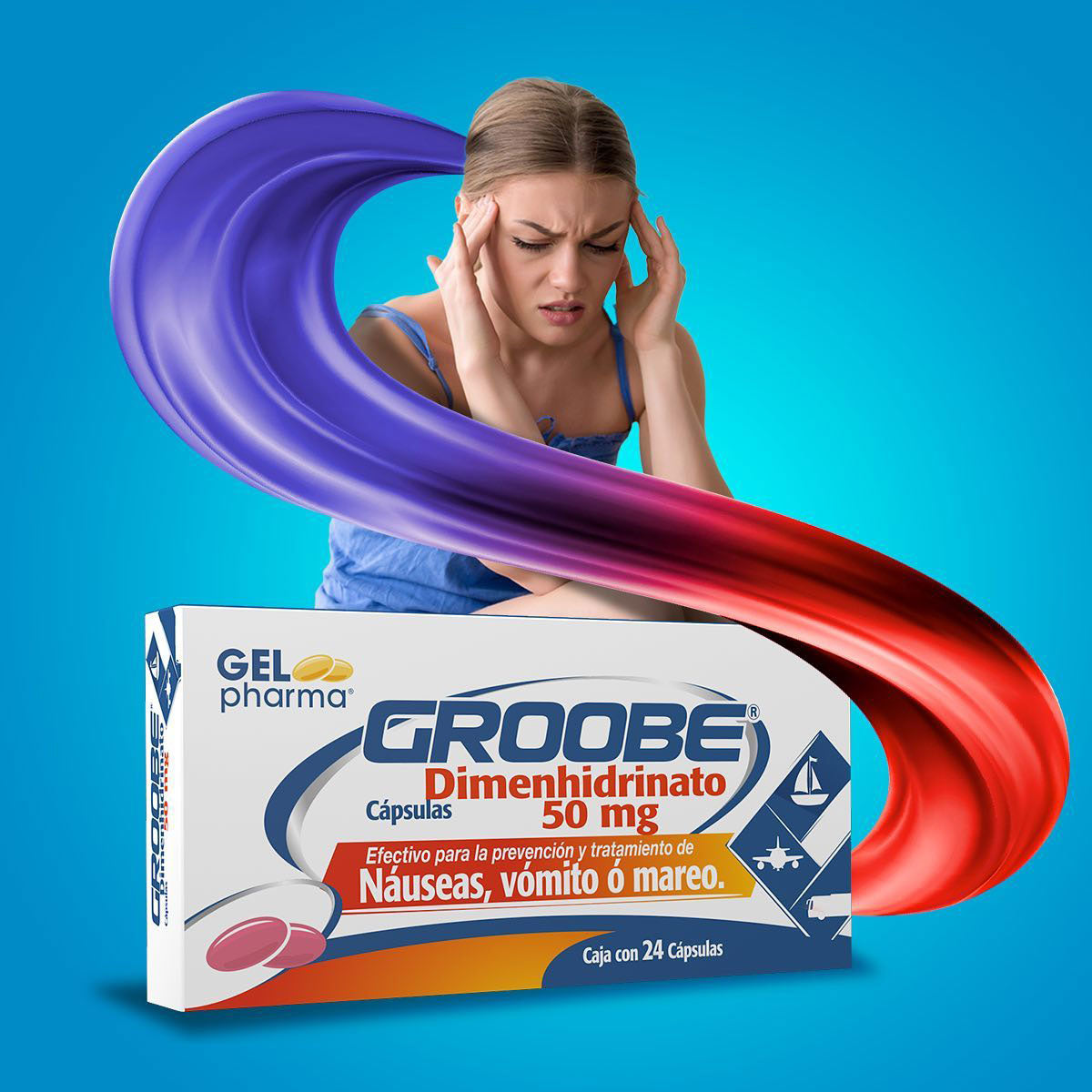 Groobe Dimenhidrinato 50 mg 24 Cápsulas