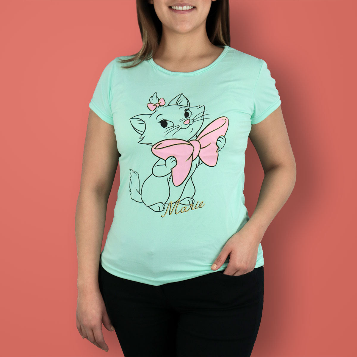 Disney - Playera Manga Corta, Marie Cat, Turquesa