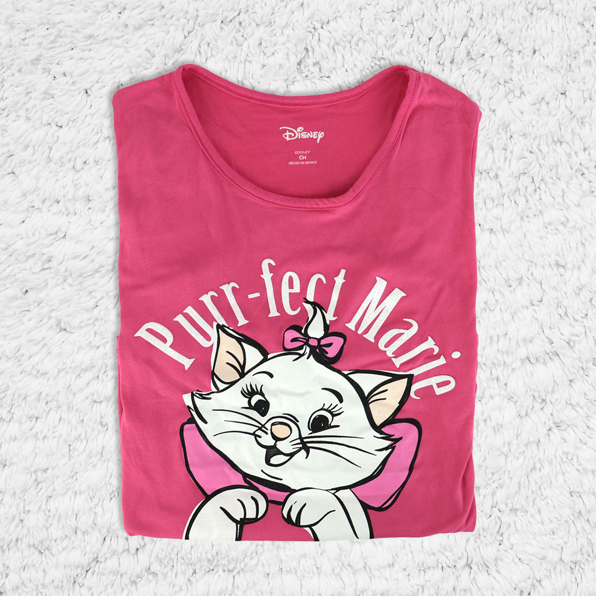 Disney - Playera Manga Corta, Marie Cat, Color Fiusha