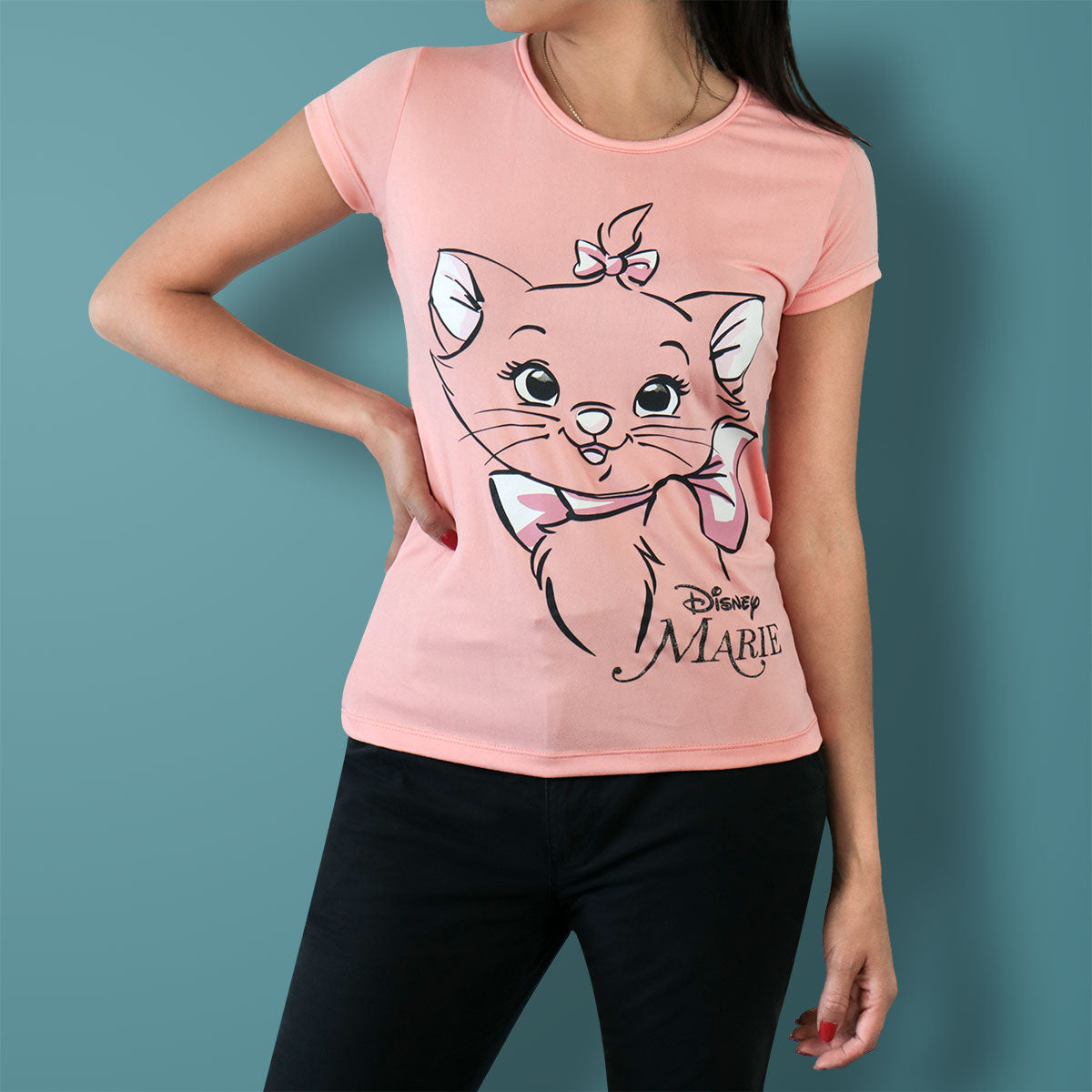 Disney - Playera Manga Corta, Marie Cat, Color Rosa