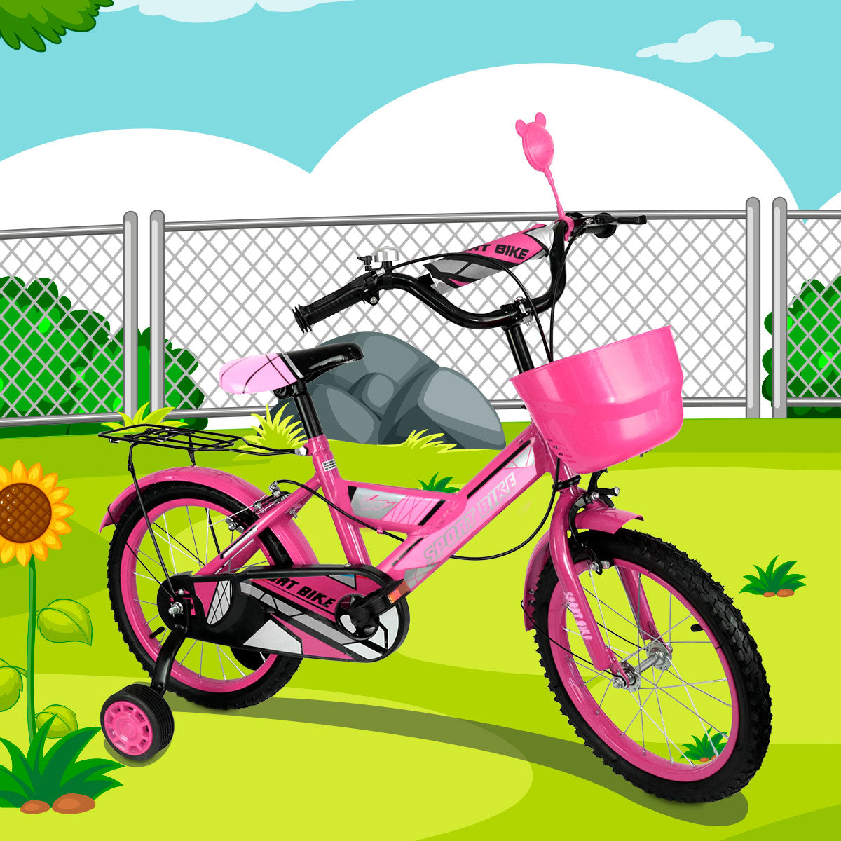 Bicicleta Rodada 16 para Niño, Ruedas de Apoyo, Color Rosa