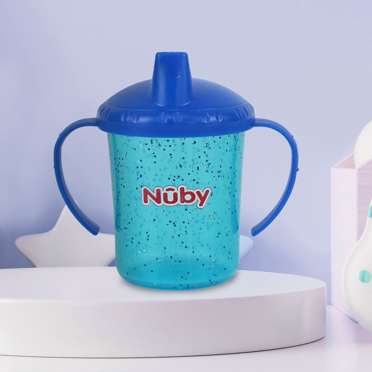 Vaso Nuby Sparks de Flujo Libre con Boquilla Rígida, Azul Rey