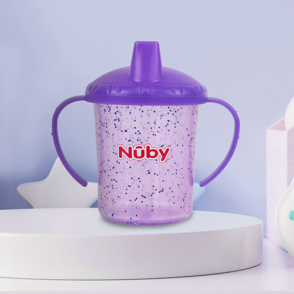 Vaso Nuby Sparks de Flujo Libre con Boquilla Rígida, Morado