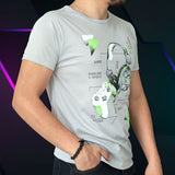 Playera Gamer para Hombre, Gris Claro