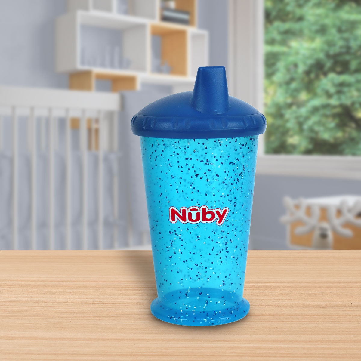 Vaso Nuby Sparks de Flujo Libre con Boquilla Rígida, Azul Rey