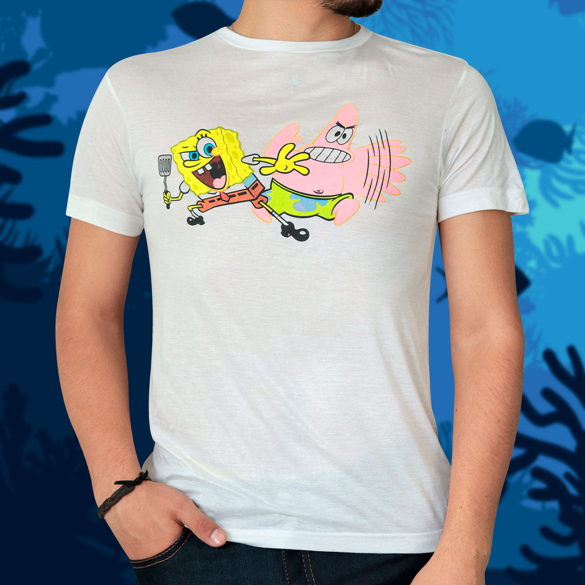 Playera de Bob Esponja y Patricio Unisex, Blanco