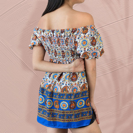 Blusa para Dama Diseño Blanco y Azul