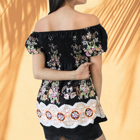 Blusa para Dama, Negro con Blanco