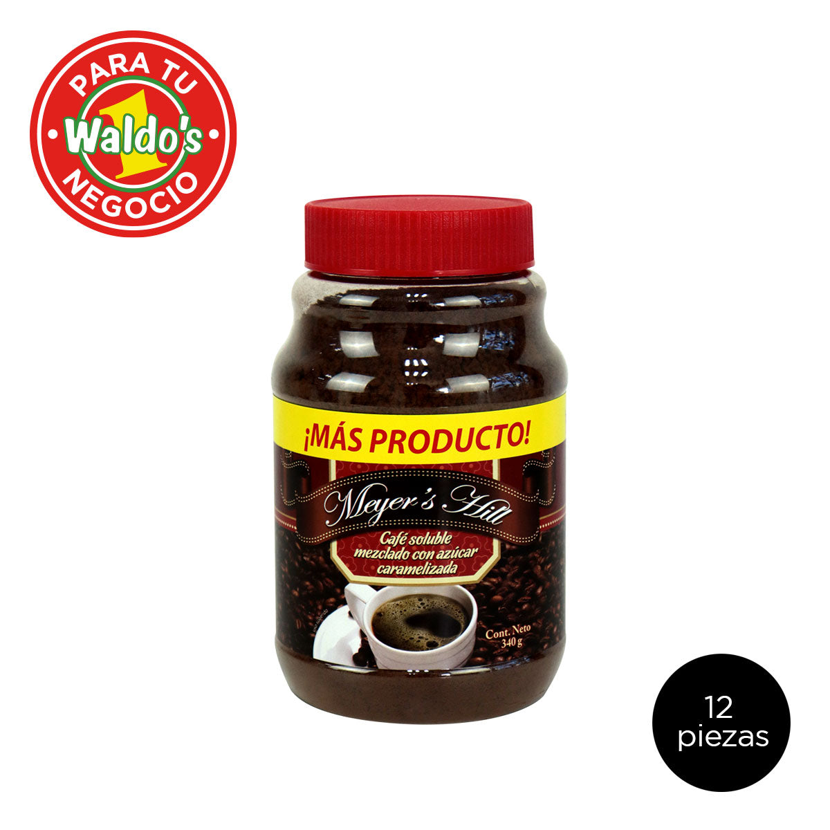 12 Frascos de Café Soluble Meyers Hill Cafe 340 Gr c/u, Mayoreo