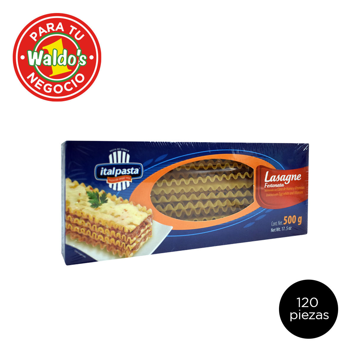 120 Paquetes de Lasagna Festonata Italpasta  500 g c/u