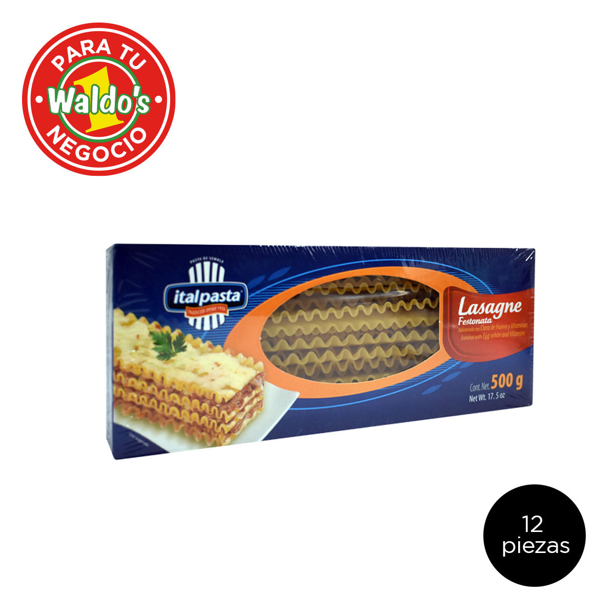 12 Paquetes de Lasagna Festonata Italpasta  500 g c/u