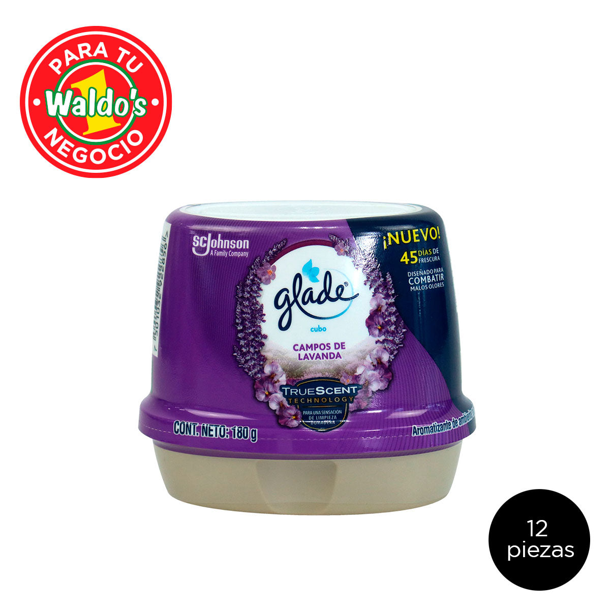 Mayoreo Aromatizante Glade Cubo en Gel de Lavanda, 12 Piezas 180 g