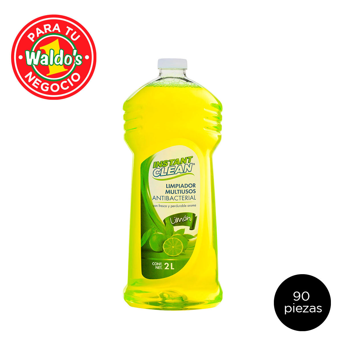 Mayoreo Limpiador Multiusos Líquido Instant Clean Antibacterial Limon, 90 Piezas 2L