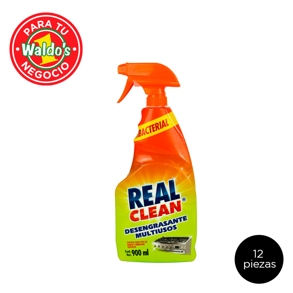 Mayoreo Desengrasante Multiusos Real Clean,12 piezas 900 ml