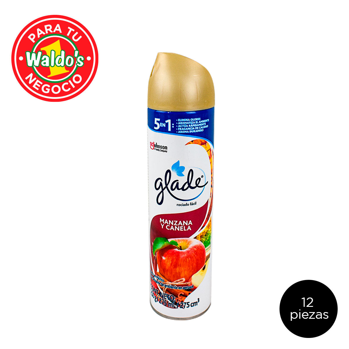 Mayoreo Aromatizante Ambiental Glade Manzana Canela en aerosol, 12 Piezas