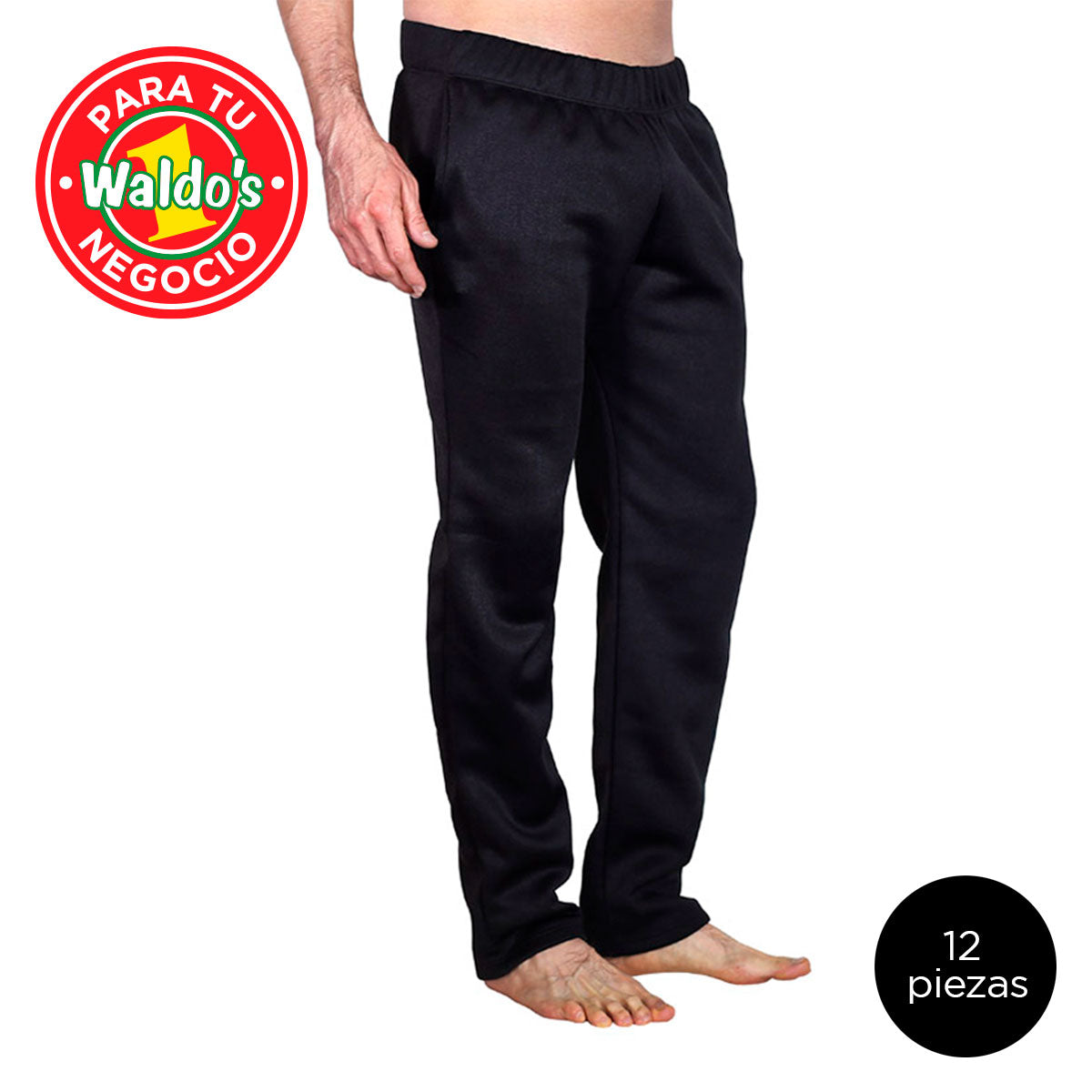 Mayoreo Pants de Felpa para Caballero Color Negro, 12 Piezas