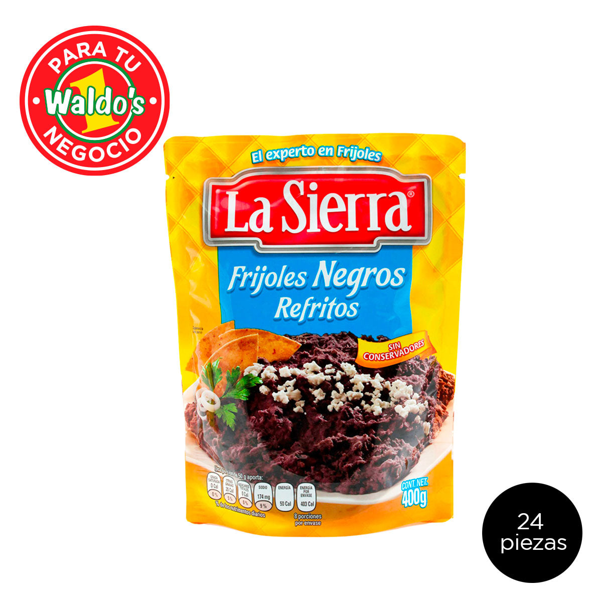 Mayoreo La Sierra Frijoles Negros Refritos 400 g (24 Piezas)